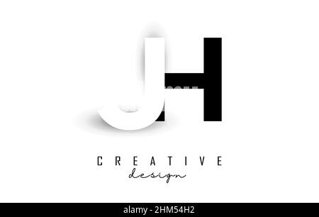 JH letters Logo with negative space design. Vector illustration with with geometric typography. Creative icon with letters. Stock Vector