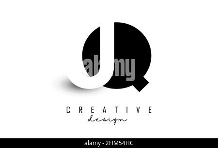 JQ letters Logo with negative space design. Vector illustration with with geometric typography. Creative icon with letters. Stock Vector