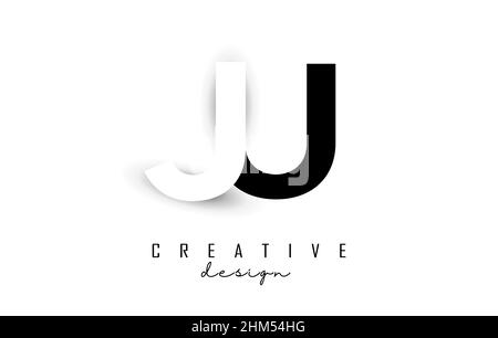 JU letters Logo with negative space design. Vector illustration with with geometric typography. Creative icon with letters. Stock Vector
