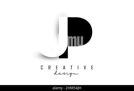 JP letters Logo with negative space design. Vector illustration with with geometric typography. Creative icon with letters. Stock Vector