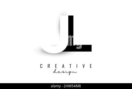 JL letters Logo with negative space design. Vector illustration with with geometric typography. Creative icon with letters. Stock Vector