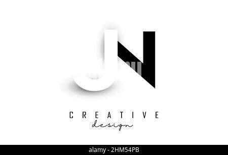 JN letters Logo with negative space design. Vector illustration with with geometric typography. Creative icon with letters. Stock Vector