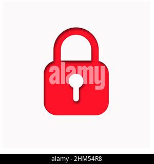 Paper cut style padlock icon with shadow. Lock icon for website