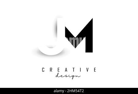 JM letters Logo with negative space design. Vector illustration with with geometric typography. Creative icon with letters. Stock Vector