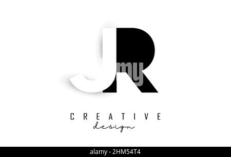 JR letters Logo with negative space design. Vector illustration with with geometric typography. Creative icon with letters. Stock Vector