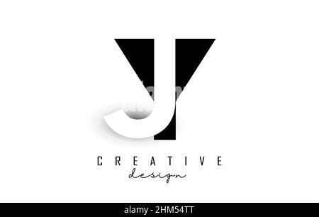 JY letters Logo with negative space design. Vector illustration with with geometric typography. Creative icon with letters. Stock Vector