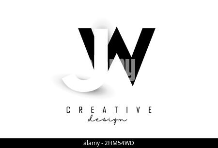 JW letters Logo with negative space design. Vector illustration with with geometric typography. Creative icon with letters. Stock Vector