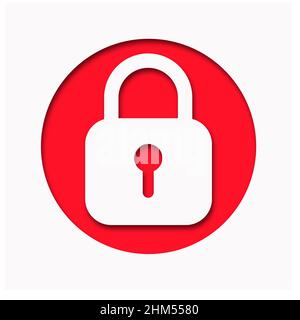 Paper cut style padlock icon with shadow. Lock icon for website. Security concept. Hiding a secret. Vector illustration. Stock Vector