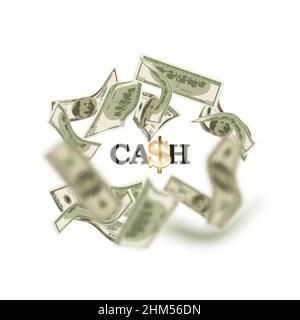 Cash flow. Banknotes fly away into a black hole. Bankruptcy and the collapse of the monetary system. Stock Vector