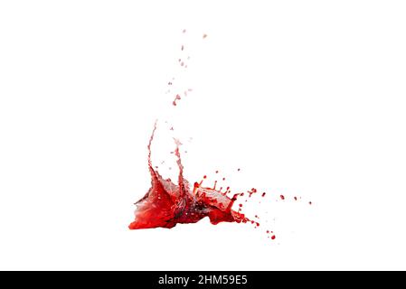 Red splashes isolated on white background. Stock Photo