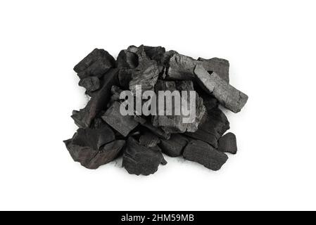 Black oak coal isolated on a white background. Stock Photo