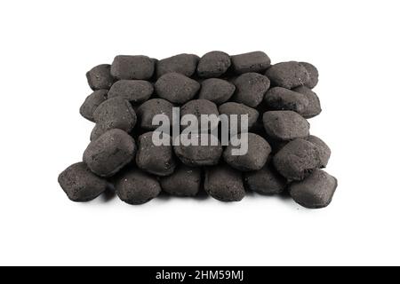 Black oak coal isolated on a white background. Stock Photo