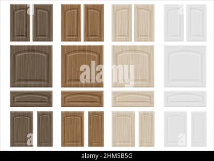 Set textures wooden furniture facades Stock Vector