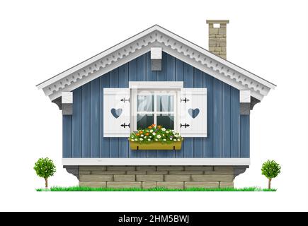 Traditional Finnish Scandinavian wooden house hotel or a sauna. Stock Vector