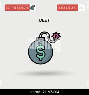 Debt Simple vector icon. Stock Vector