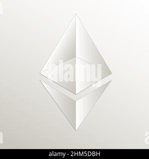 Ethereum icon, card paper 3D natural vector Stock Vector