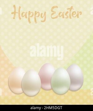 Happy Easter with eggs, greeting card, flower background pattern vector Stock Vector