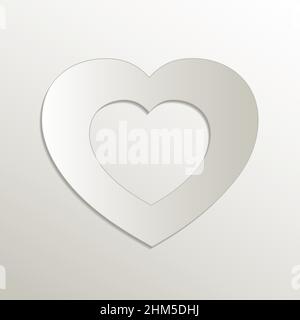 Heart icon, card paper 3D natural vector Stock Vector