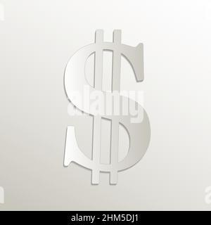 Dollar symbol icon, card paper 3D natural vector Stock Vector