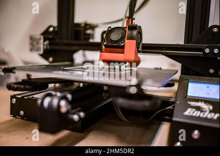 3D Printer working in studio Stock Photo