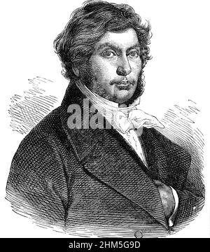 Jean Francois Champollion (1790-1832) French historian, linguist and Egyptologist. Engraving Stock Photo