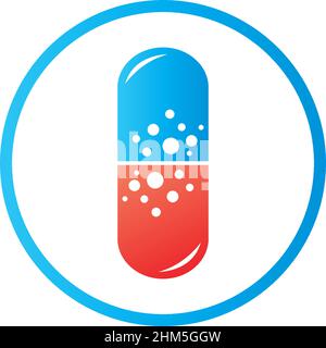 Capsule medicine icon logo desain illustration vector Stock Vector