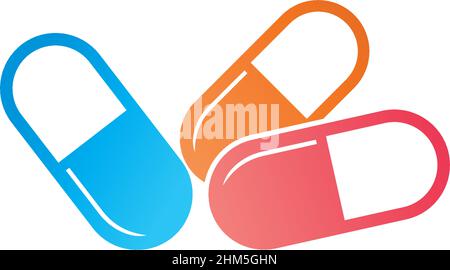 Capsule medicine icon logo desain illustration vector Stock Vector