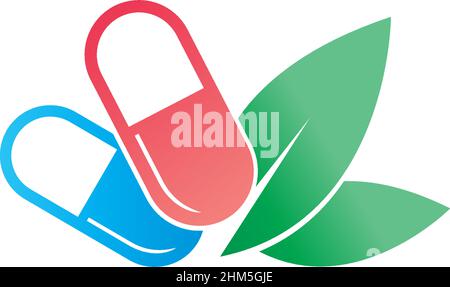 Capsule medicine icon logo desain illustration vector Stock Vector