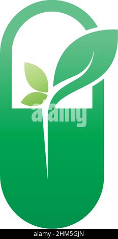 Capsule medicine icon logo desain illustration vector Stock Vector
