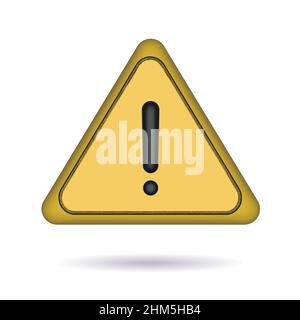 Realistic 3d Vector yellow triangle warning sign, illustration. Stock Vector