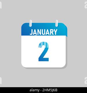 White daily calendar Icon January in a Flat Design style. Easy to edit Isolated vector Illustration. Stock Vector