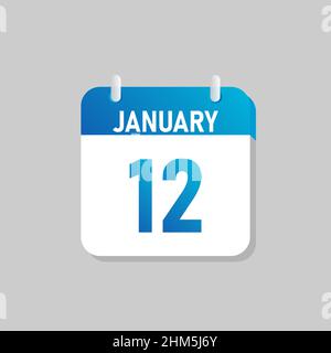 White daily calendar Icon January in a Flat Design style. Easy to edit Isolated vector Illustration. Stock Vector
