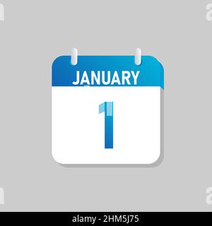 White daily calendar Icon January in a Flat Design style. Easy to edit Isolated vector Illustration. Stock Vector