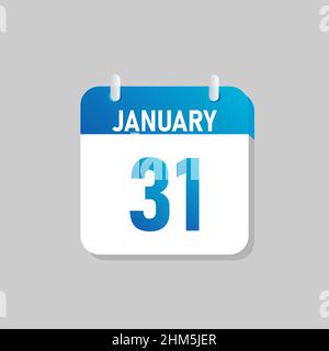 White daily calendar Icon January in a Flat Design style. Easy to edit Isolated vector Illustration. Stock Vector