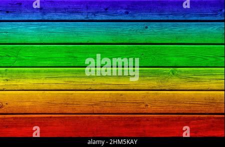 Rainbow wood grunge background Stock Photo