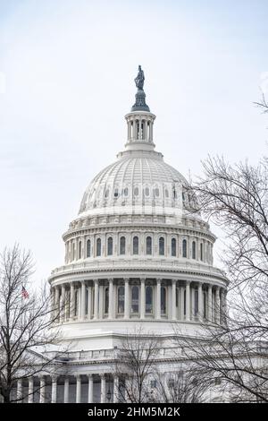Vertical photograph of the US Capitol Building, Washington DC Stock Photo