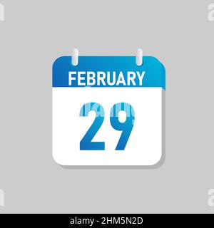 White daily calendar Icon February in a Flat Design style. Stock Vector