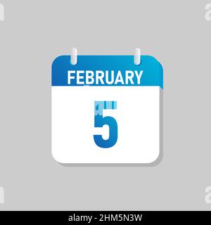 White daily calendar Icon February in a Flat Design style. Stock Vector