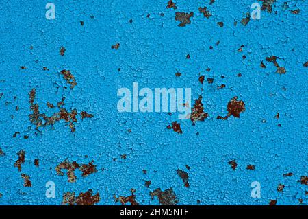 Old cracked blue paint on concrete Stock Photo