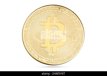 Bitcoin coin isolated on white background. Cryptocurrency Stock Photo