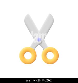 Scissors with handles. Education, medicine, hairdressing supplies, stationery. 3d vector icon. Cartoon minimal style. Stock Vector