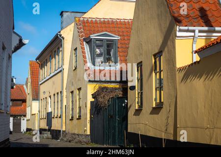 Pedestrian views of 12 century Dragor Denmark and sister city of Kodiak, Alaska Stock Photo