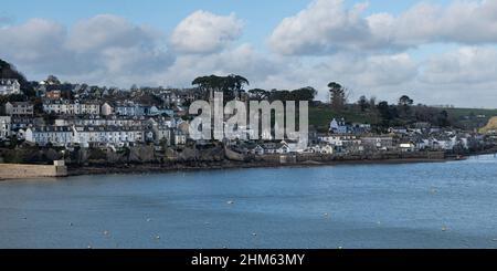 Beautiful riverside living in Fowey in the South West of England. Fowey is a busy port for China Clay and an increasingly popular holiday location Stock Photo