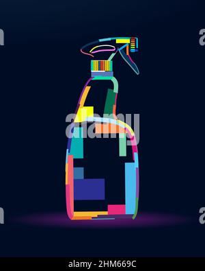 Abstract spray cleaner, dispenser, detergents from multicolored paints. Colored drawing. Vector illustration of paints Stock Vector