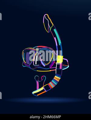 Abstract snorkeling mask, diving masks from multicolored paints. Colored drawing. Vector illustration of paints Stock Vector