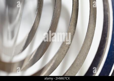 Abstract shiny metal teture close up macro, industry background concept, selective focus Stock Photo