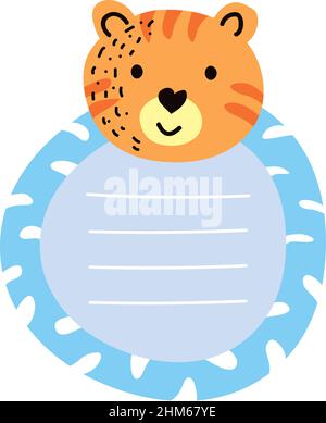 note planner tiger character icon Stock Vector