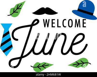 welcome june month greeting card Stock Vector