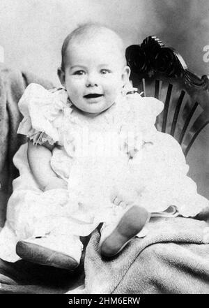 The american writer Ernest Hemingway, author of For Whom the Bell Tolls and The Old Man and the Sea, as a baby. Stock Photo