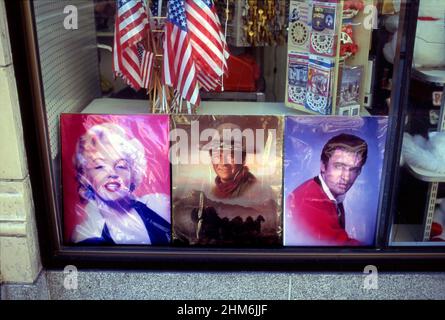 Souvenir shop with posters of movie stars on Hollywood Boulevard